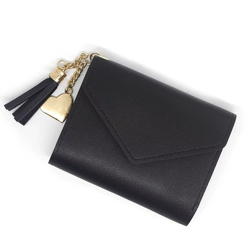 Elegant Miniplånbok i Kuvertdesign med Tofs och Hjärtberlock-1