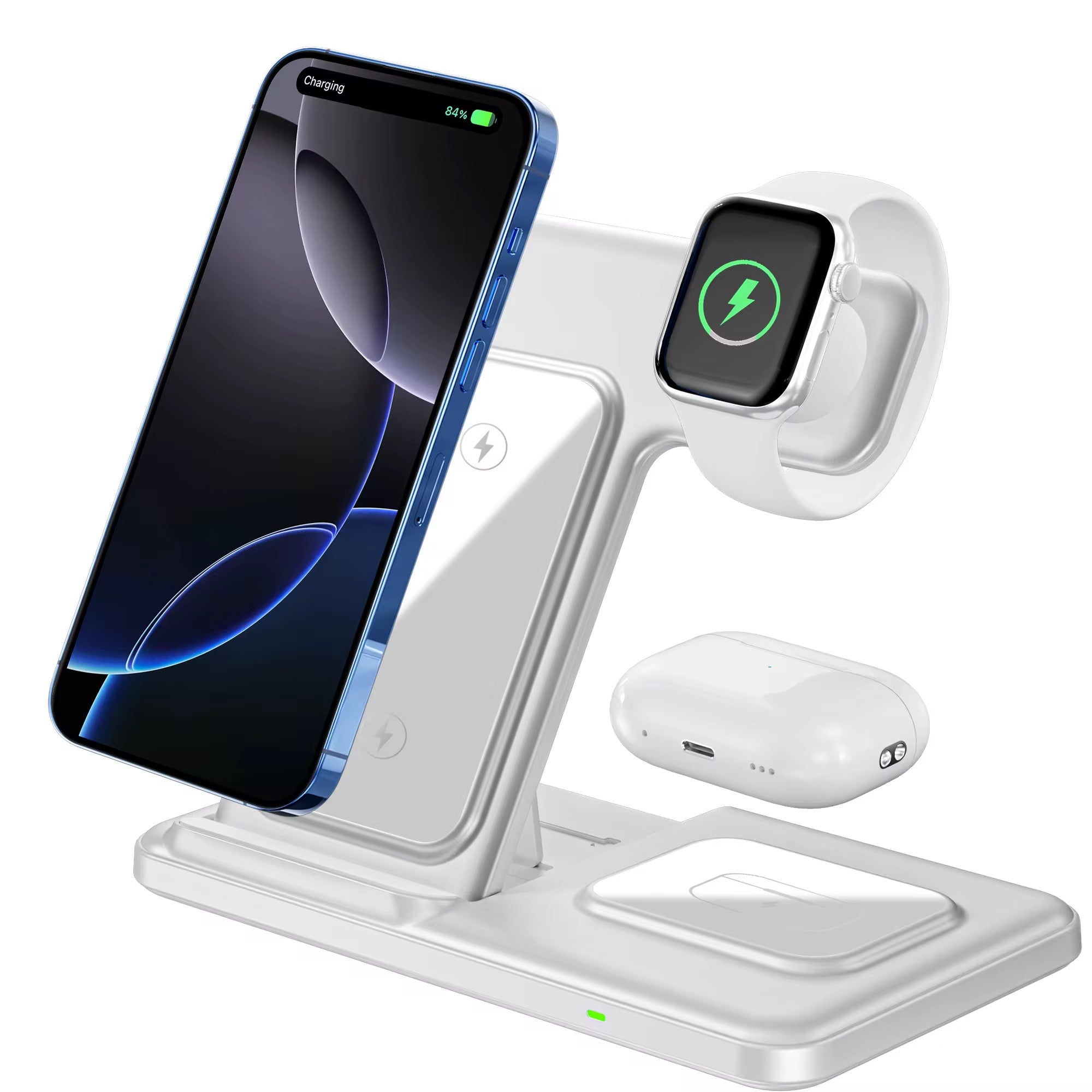 3-i-1 Trådlös Laddstation - iPhone Magsafe + Apple Watch + AirPods