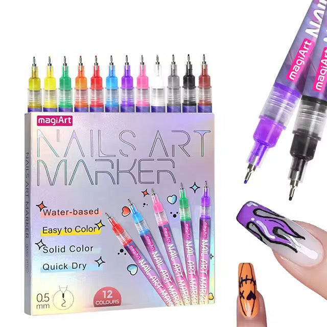 12-pack Nail Art Pennor – Skapa Perfekta Nageldesigner 🎨💅-1