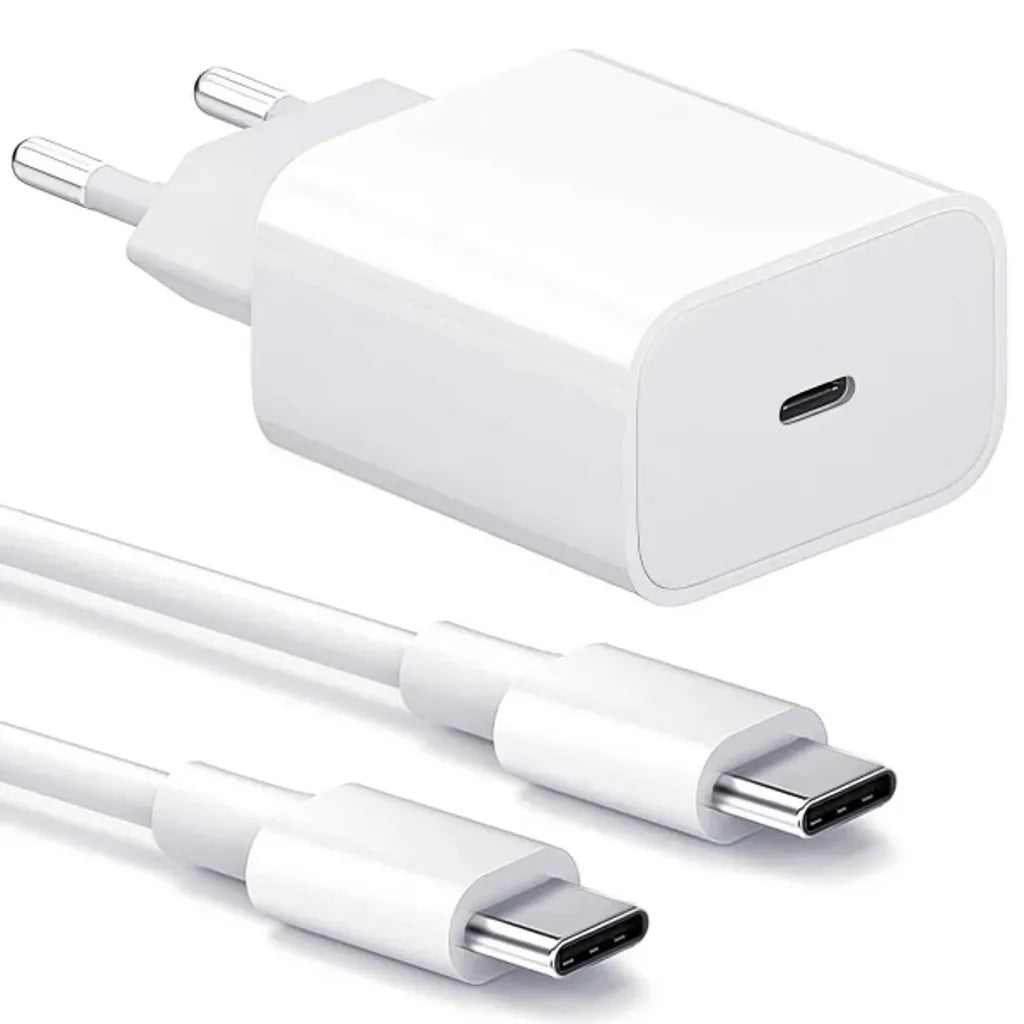 20W USB-C Snabbladdare med USB-C till USB-C Kabel – PD Fast Charging för iPhone & Android