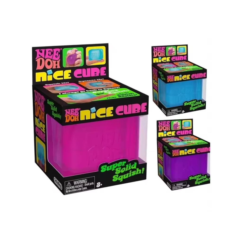 Schylling Nice Cube NeeDoh Stressboll, Sensorisk Fidgetleksak för Ångest- och Stresslindring, Mjuk Klämbar Skrivbordsleksak för Barn och Vuxna
