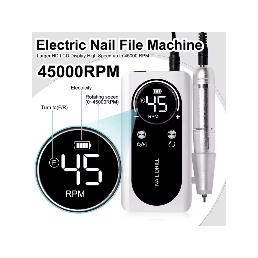 Snabb och effektiv 45000 RPM Laddningsbar Bärbar Elektrisk Nagelfil Rosa pink