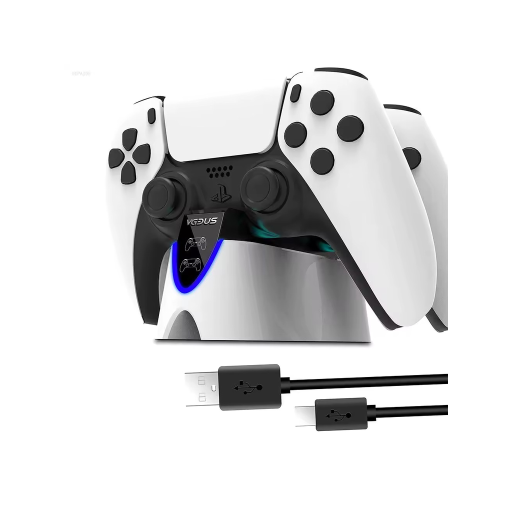 Dual Controller Laddstation för PS5 – Snabbladdare med LED-indikator & USB-kabel