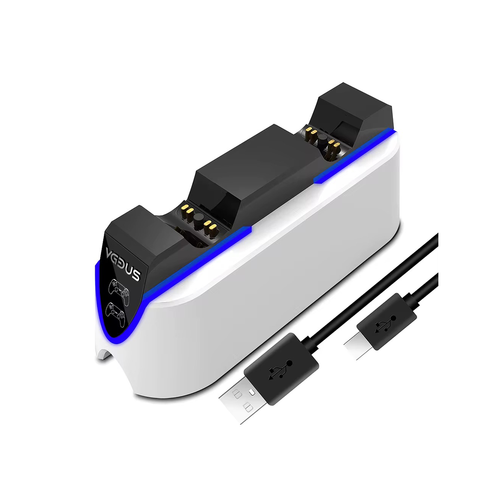 Dual Controller Laddstation för PS5 – Snabbladdare med LED-indikator & USB-kabel