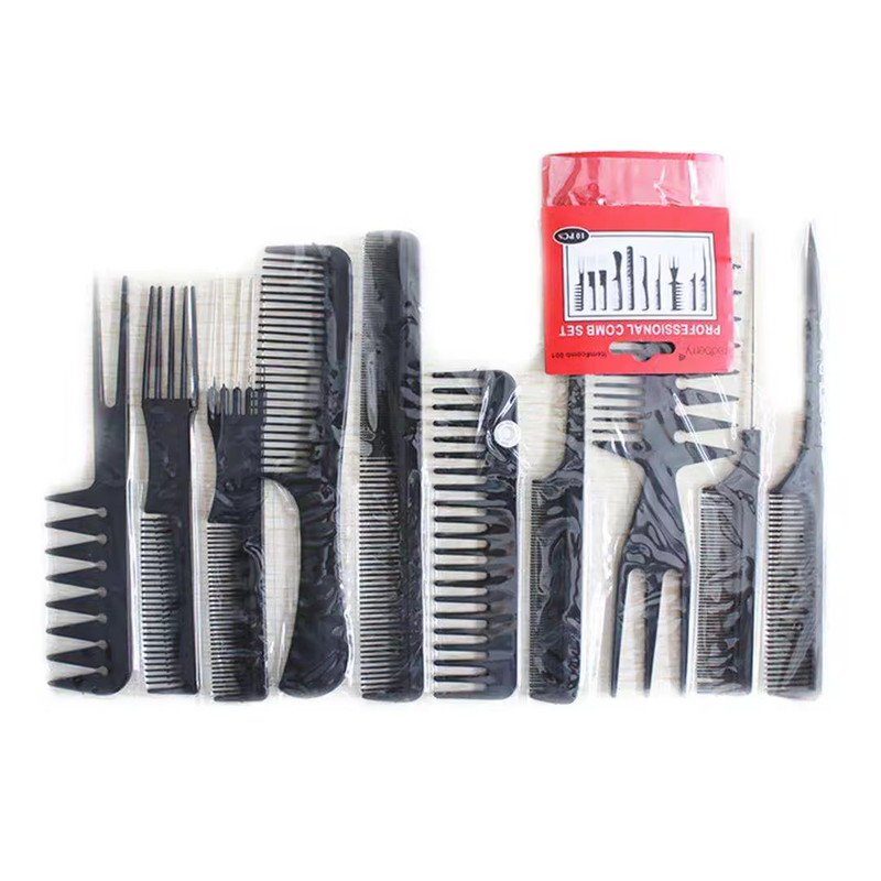 Frisörkit 10-Pack – Komplett Set med Kammar & Verktyg-1