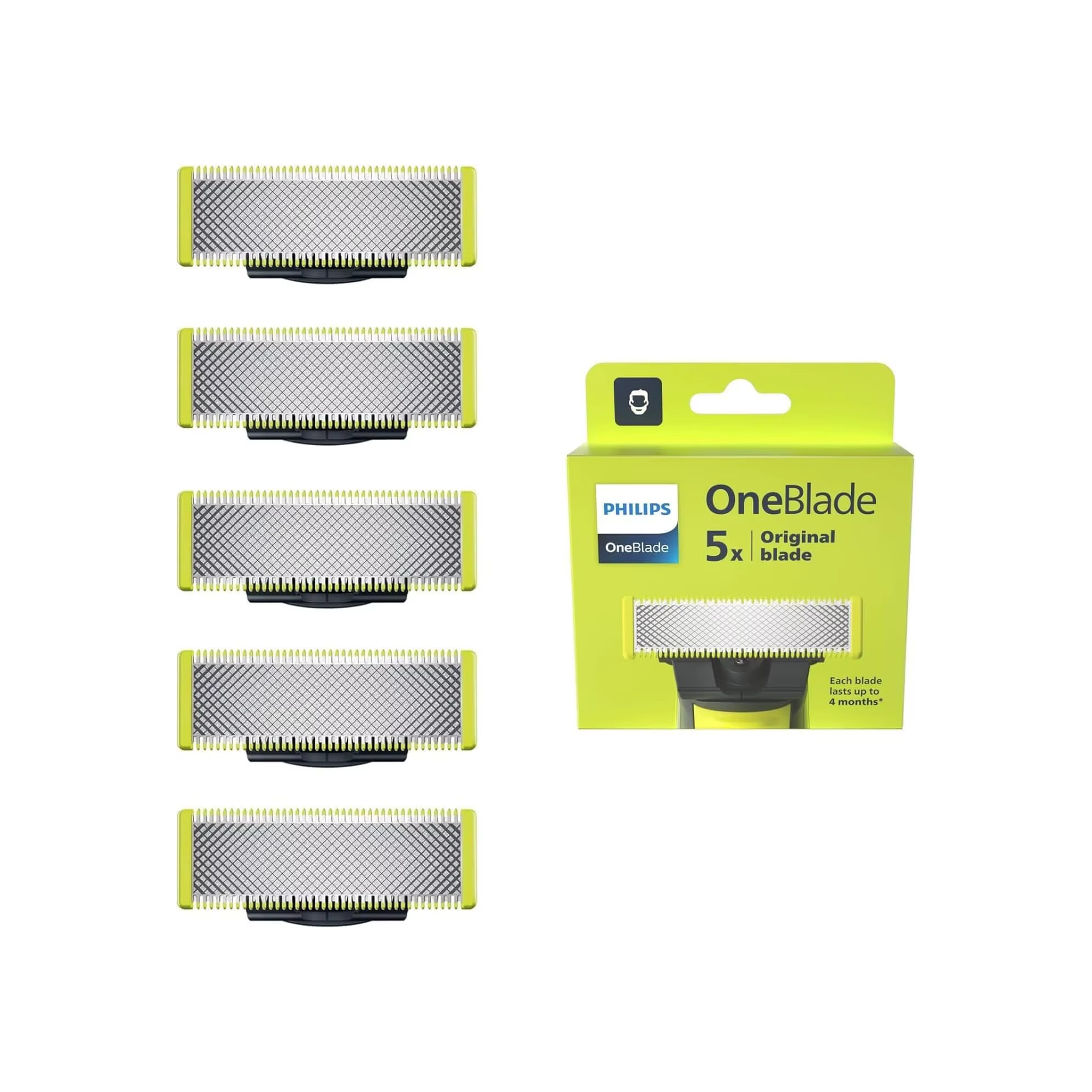 5-pack Philips OneBlade Ersättningsblad One Blade Pro Refiller för Män Ansikte och Kroppstrimmer