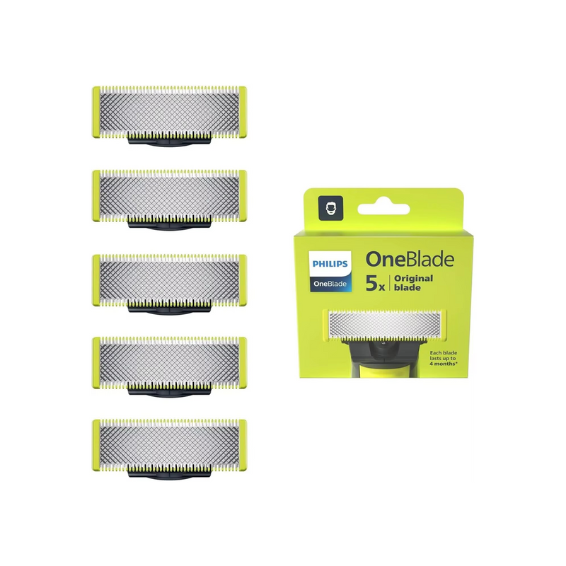 5-pack Philips OneBlade Ersättningsblad One Blade Pro Refiller för Män Ansikte och Kroppstrimmer-1